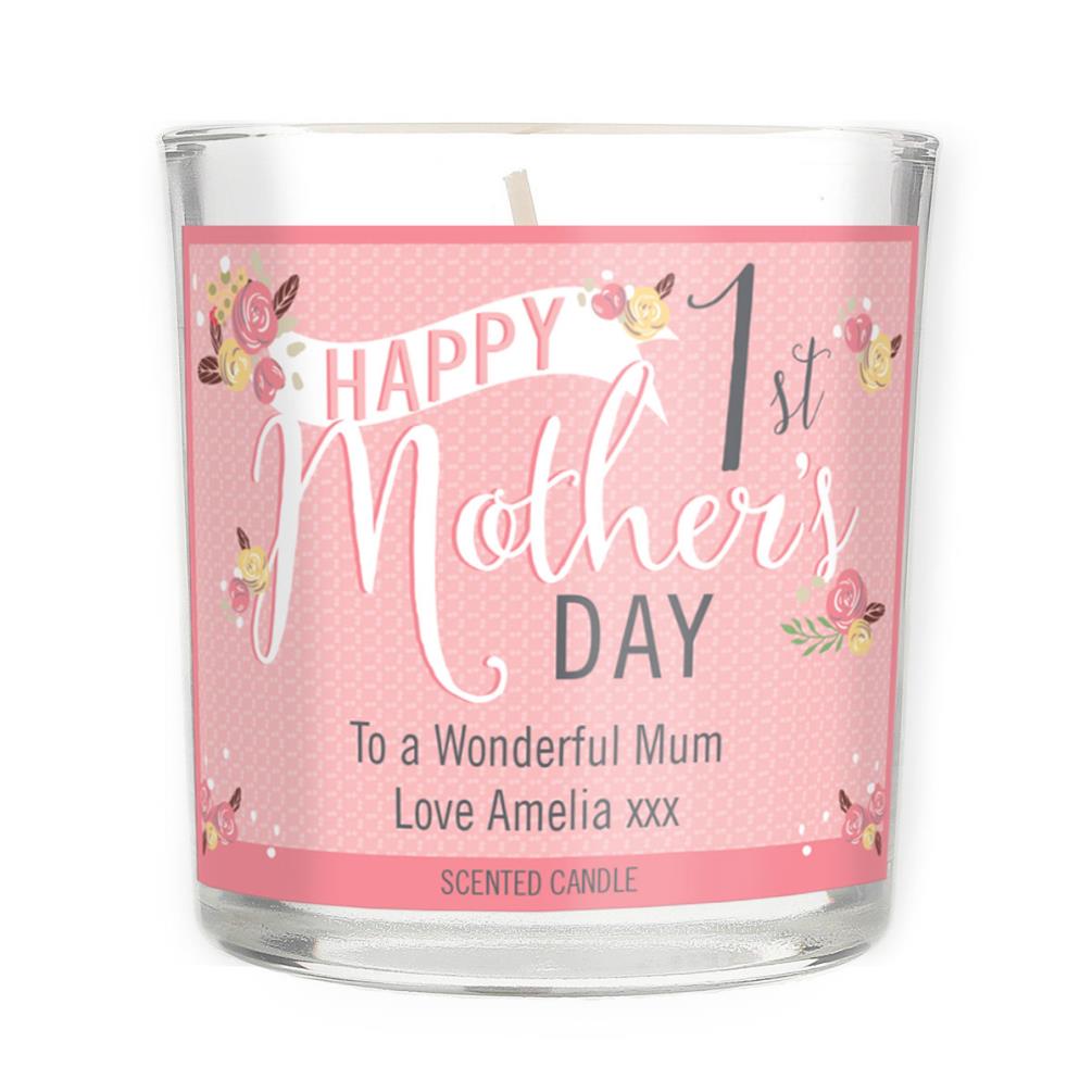 Personalised Floral Bouquet 1st Mothers Day Scented Jar Candle Extra Image 3